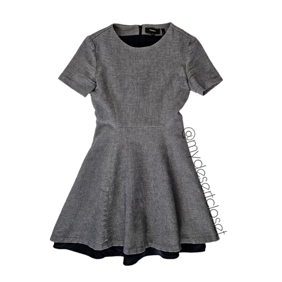 Theory The Dart Cotton Bland Herringbone Mini Dress - Picture 2 of 7